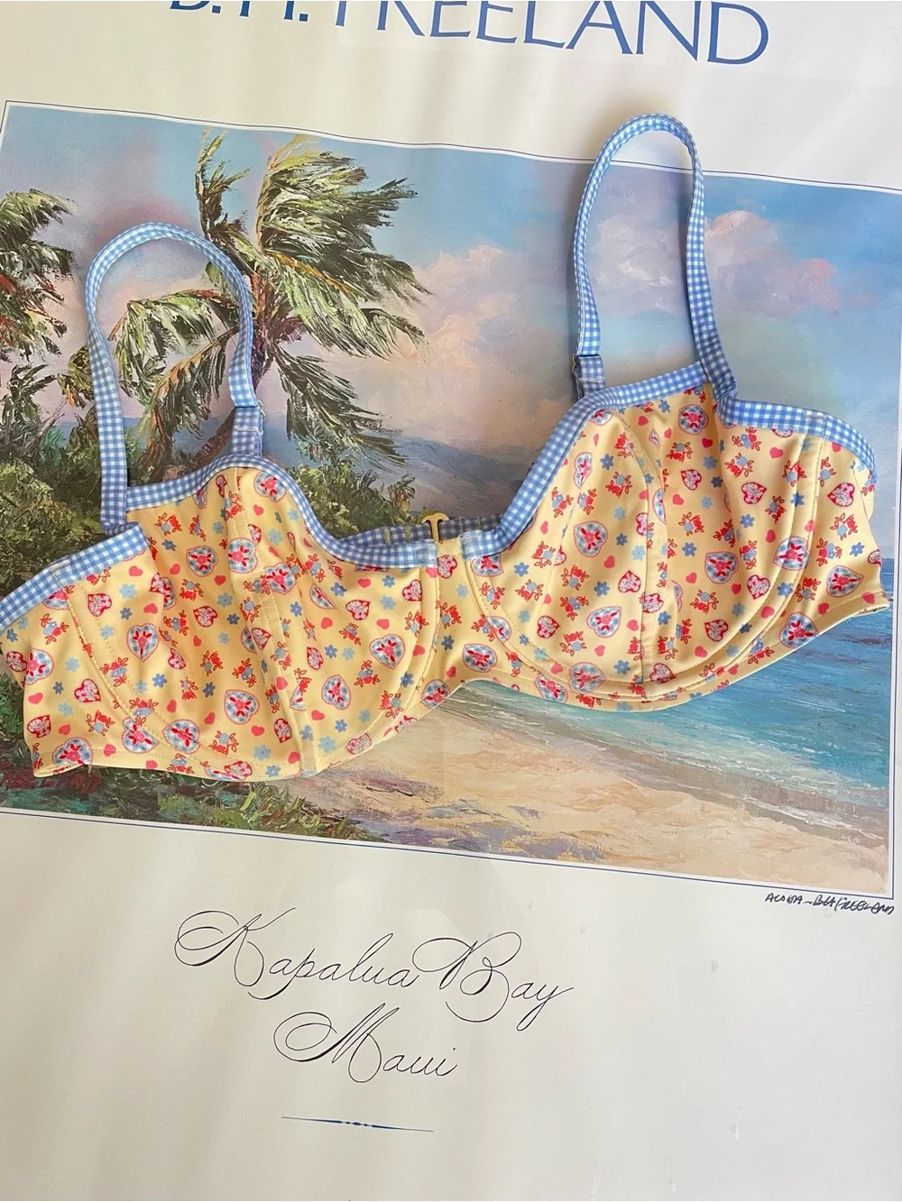 Frankie’s Bikinis Pink Victoria’s Secret Golden Hour Floral Gingham Bikini Top